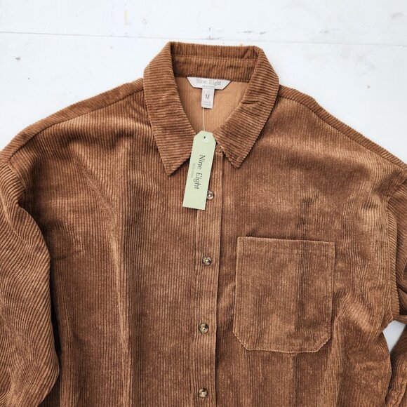 NEW Size Large Women’s Corduroy Shacket Jacket Shirt Button up Down L Amber Brow - Picture 3 of 12